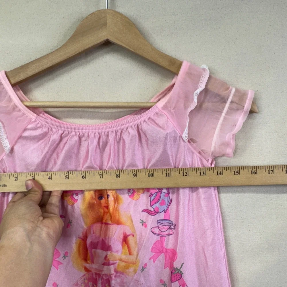 Barbie Vintage 90s Nightgown Girls Size 4/5 Pink Lace Barbiecore Mattel Set of 2